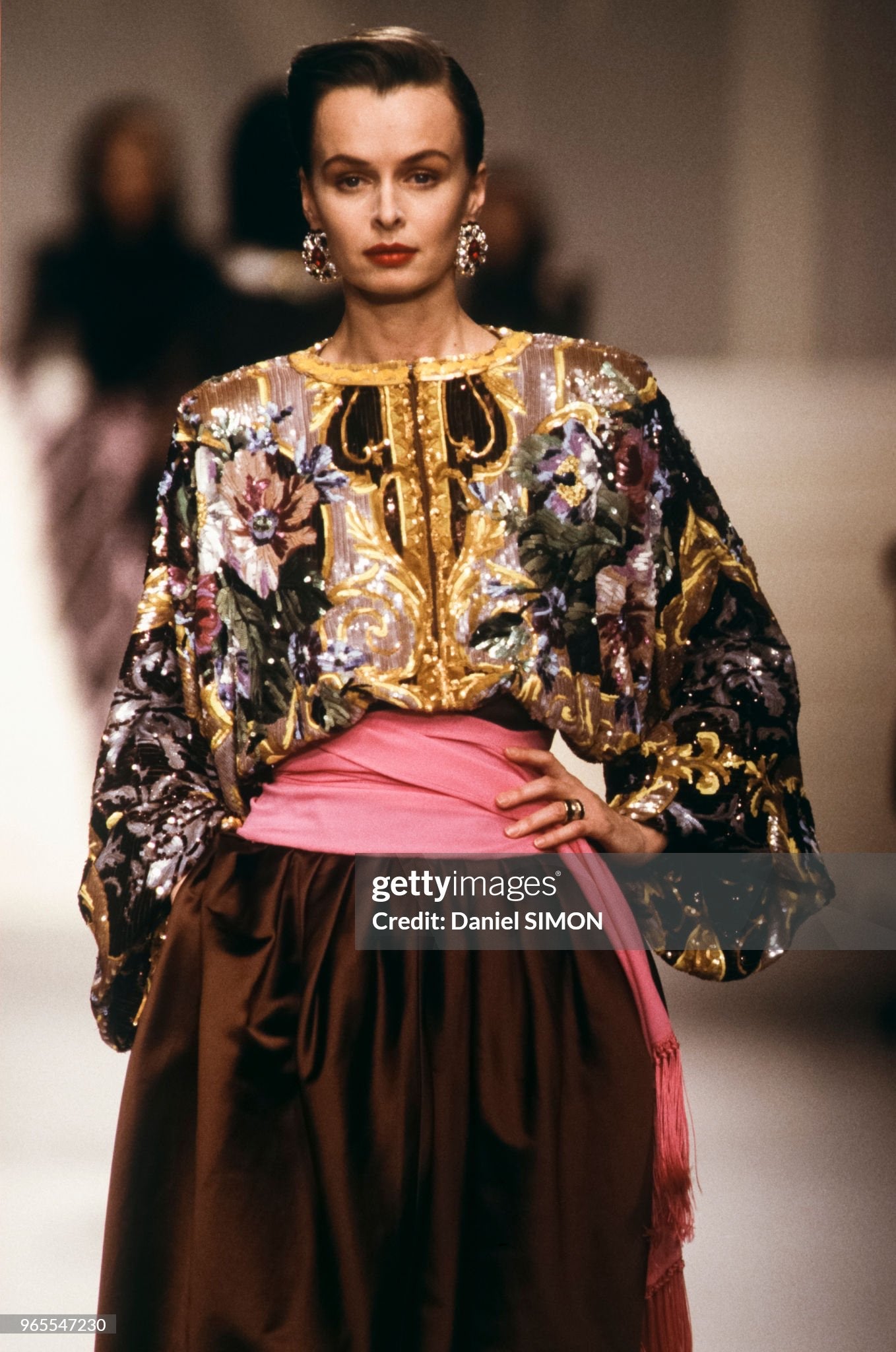 Valentino Garavani Runway FW 1988/1989 silk blouse fully hand embroidered with sequins