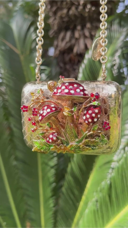 Extremely rare Gucci by Tom Ford jeweled purse bag mushrooms work of art